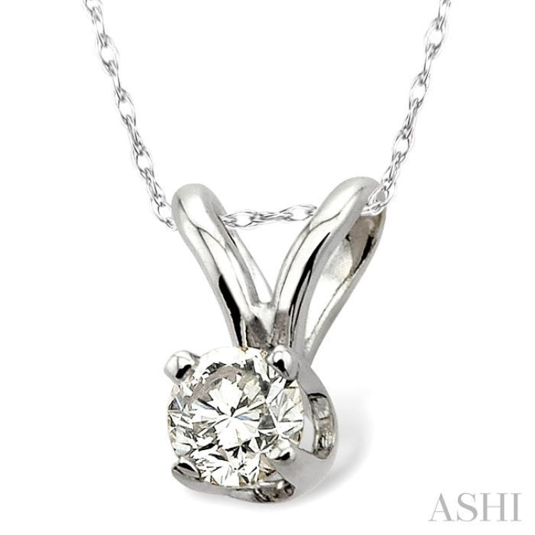 1/10 Ctw Round Cut Diamond Solitaire Pendant in 14K White Gold with Chain 1/10 Ctw Round Cut Diamond Solitaire Pendant in 14K White Gold with Chain