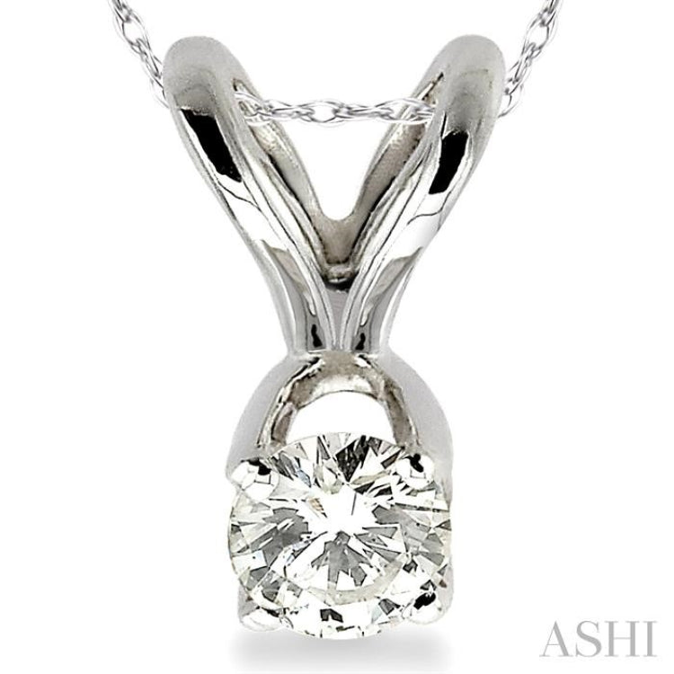 1/10 Ctw Round Cut Diamond Solitaire Pendant in 14K White Gold with Chain 1/10 Ctw Round Cut Diamond Solitaire Pendant in 14K White Gold with Chain