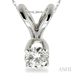 1/10 Ctw Round Cut Diamond Solitaire Pendant in 14K White Gold with Chain 1/10 Ctw Round Cut Diamond Solitaire Pendant in 14K White Gold with Chain