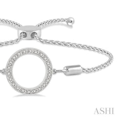 1/10 Ctw Hollow Cut Circle Round Cut Diamond Sterling Silver Lariat Bracelet 1/10 Ctw Hollow Cut Circle Round Cut Diamond Sterling Silver Lariat Bracelet