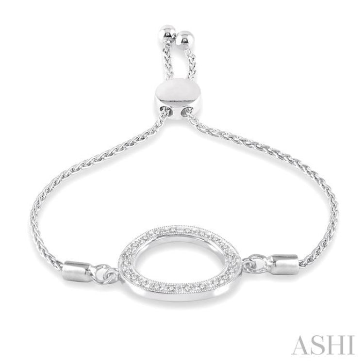 1/10 Ctw Hollow Cut Circle Round Cut Diamond Sterling Silver Lariat Bracelet 1/10 Ctw Hollow Cut Circle Round Cut Diamond Sterling Silver Lariat Bracelet