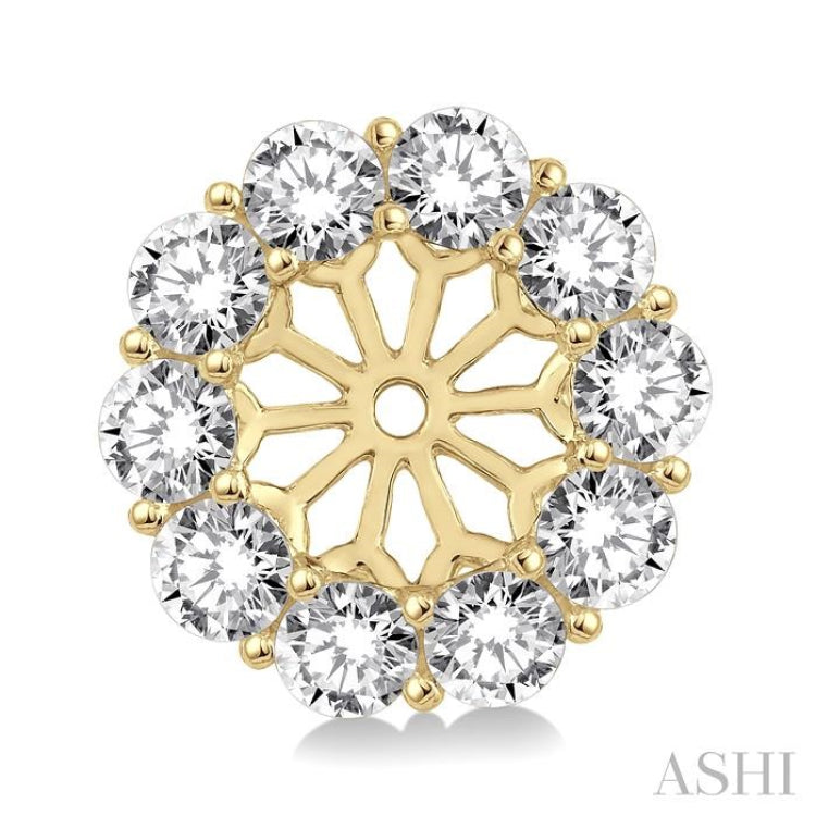 3/4 ctw Round Cut Diamond Earring Jacket in 14K Yellow Gold 3/4 ctw Round Cut Diamond Earring Jacket in 14K Yellow Gold