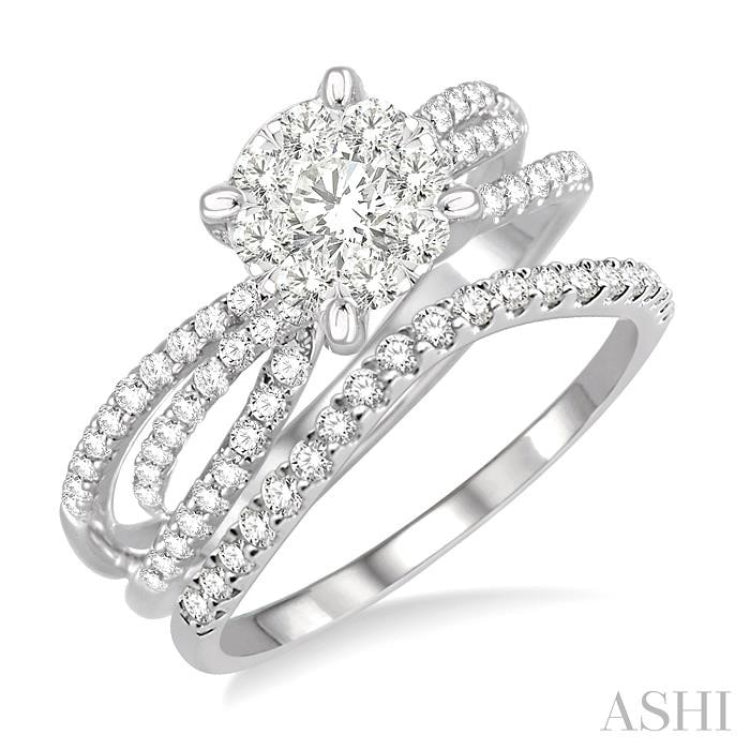 7/8 ctw Diamond Lovebright Wedding Set with 5/8 ctw Engagement Ring and 1/5 ctw Wedding Band in 14K White Gold 7/8 ctw Diamond Lovebright Wedding Set with 5/8 ctw Engagement Ring and 1/5 ctw Wedding Band in 14K White Gold