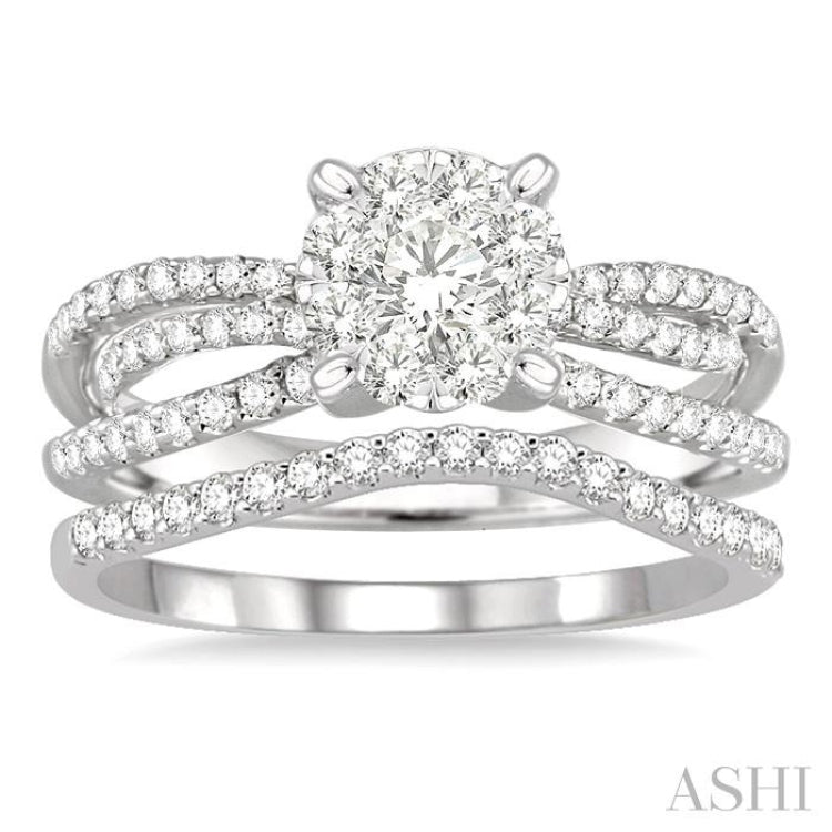 7/8 ctw Diamond Lovebright Wedding Set with 5/8 ctw Engagement Ring and 1/5 ctw Wedding Band in 14K White Gold 7/8 ctw Diamond Lovebright Wedding Set with 5/8 ctw Engagement Ring and 1/5 ctw Wedding Band in 14K White Gold
