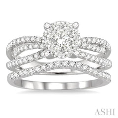 7/8 ctw Diamond Lovebright Wedding Set with 5/8 ctw Engagement Ring and 1/5 ctw Wedding Band in 14K White Gold 7/8 ctw Diamond Lovebright Wedding Set with 5/8 ctw Engagement Ring and 1/5 ctw Wedding Band in 14K White Gold