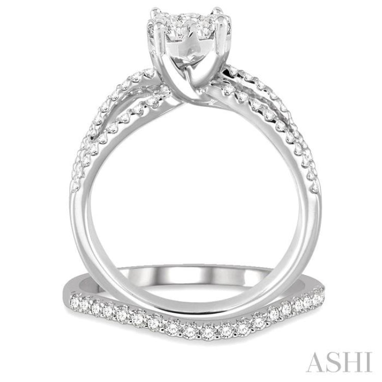 7/8 ctw Diamond Lovebright Wedding Set with 5/8 ctw Engagement Ring and 1/5 ctw Wedding Band in 14K White Gold 7/8 ctw Diamond Lovebright Wedding Set with 5/8 ctw Engagement Ring and 1/5 ctw Wedding Band in 14K White Gold