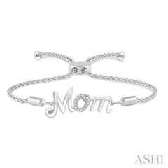 1/20 Ctw MOM Carved Round Cut Diamond Sterling Silver Lariat Bracelet 1/20 Ctw MOM Carved Round Cut Diamond Sterling Silver Lariat Bracelet