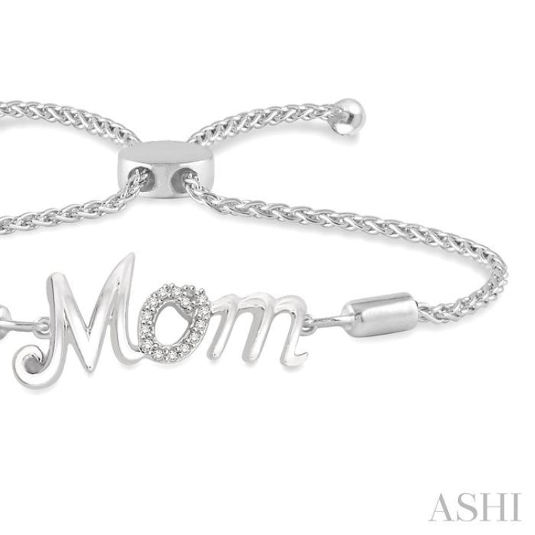 1/20 Ctw MOM Carved Round Cut Diamond Sterling Silver Lariat Bracelet 1/20 Ctw MOM Carved Round Cut Diamond Sterling Silver Lariat Bracelet