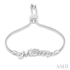 1/20 Ctw MOM Carved Round Cut Diamond Sterling Silver Lariat Bracelet 1/20 Ctw MOM Carved Round Cut Diamond Sterling Silver Lariat Bracelet