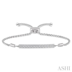 1/20 Ctw Horizontal Bar Round Cut Diamond Sterling Silver Lariat Bracelet 1/20 Ctw Horizontal Bar Round Cut Diamond Sterling Silver Lariat Bracelet
