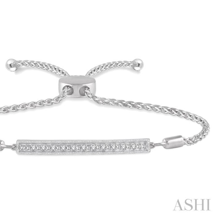 1/20 Ctw Horizontal Bar Round Cut Diamond Sterling Silver Lariat Bracelet 1/20 Ctw Horizontal Bar Round Cut Diamond Sterling Silver Lariat Bracelet