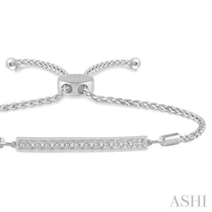 1/20 Ctw Horizontal Bar Round Cut Diamond Sterling Silver Lariat Bracelet 1/20 Ctw Horizontal Bar Round Cut Diamond Sterling Silver Lariat Bracelet