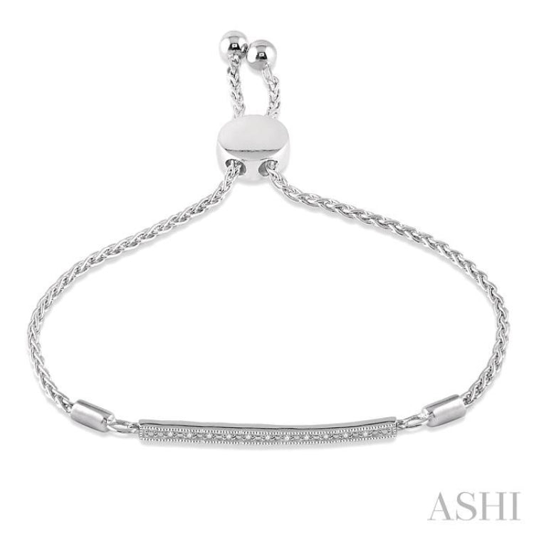 1/20 Ctw Horizontal Bar Round Cut Diamond Sterling Silver Lariat Bracelet 1/20 Ctw Horizontal Bar Round Cut Diamond Sterling Silver Lariat Bracelet