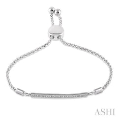 1/20 Ctw Horizontal Bar Round Cut Diamond Sterling Silver Lariat Bracelet 1/20 Ctw Horizontal Bar Round Cut Diamond Sterling Silver Lariat Bracelet