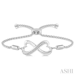 1/20 Ctw Conjoined Hearts Round Cut Diamond Sterling Silver Lariat Bracelet 1/20 Ctw Conjoined Hearts Round Cut Diamond Sterling Silver Lariat Bracelet