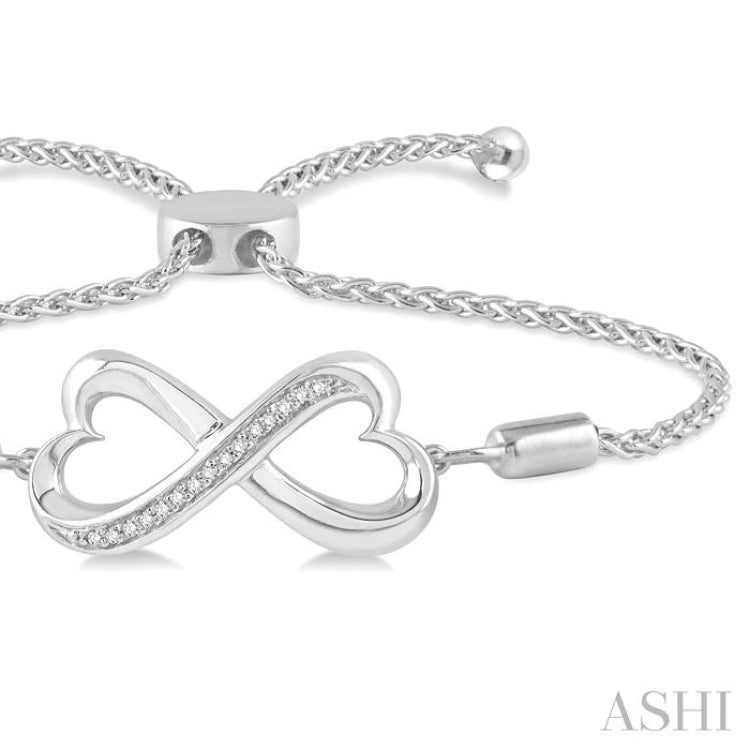 1/20 Ctw Conjoined Hearts Round Cut Diamond Sterling Silver Lariat Bracelet 1/20 Ctw Conjoined Hearts Round Cut Diamond Sterling Silver Lariat Bracelet