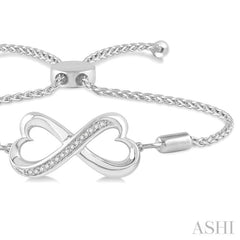 1/20 Ctw Conjoined Hearts Round Cut Diamond Sterling Silver Lariat Bracelet 1/20 Ctw Conjoined Hearts Round Cut Diamond Sterling Silver Lariat Bracelet