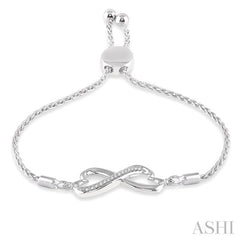1/20 Ctw Conjoined Hearts Round Cut Diamond Sterling Silver Lariat Bracelet 1/20 Ctw Conjoined Hearts Round Cut Diamond Sterling Silver Lariat Bracelet