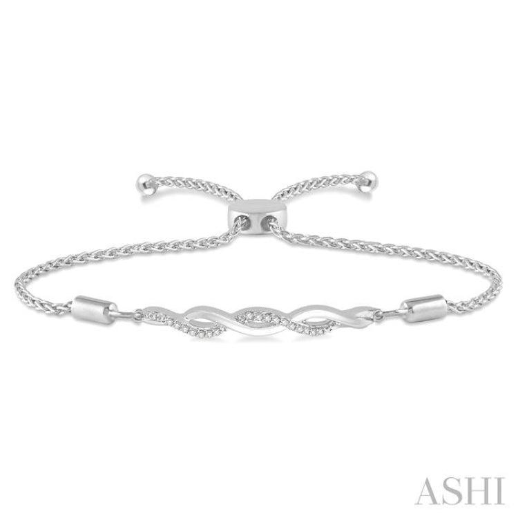 1/20 Ctw Infinity Swirl Round Cut Diamond Sterling Silver Lariat Bracelet 1/20 Ctw Infinity Swirl Round Cut Diamond Sterling Silver Lariat Bracelet