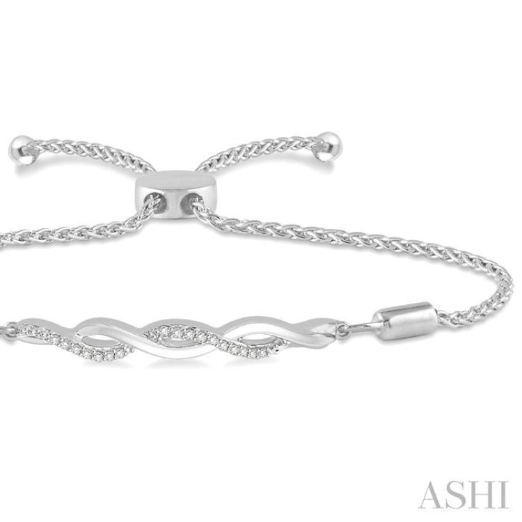 1/20 Ctw Infinity Swirl Round Cut Diamond Sterling Silver Lariat Bracelet 1/20 Ctw Infinity Swirl Round Cut Diamond Sterling Silver Lariat Bracelet