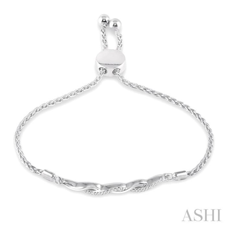 1/20 Ctw Infinity Swirl Round Cut Diamond Sterling Silver Lariat Bracelet 1/20 Ctw Infinity Swirl Round Cut Diamond Sterling Silver Lariat Bracelet