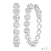 1 ctw Round Cut Lovebright Diamond Hoop Earrings in 14K White Gold
