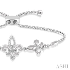 1/20 Ctw Fleur De Lis Round Cut Diamond Lariat Bracelet in Sterling Silver 1/20 Ctw Fleur De Lis Round Cut Diamond Lariat Bracelet in Sterling Silver