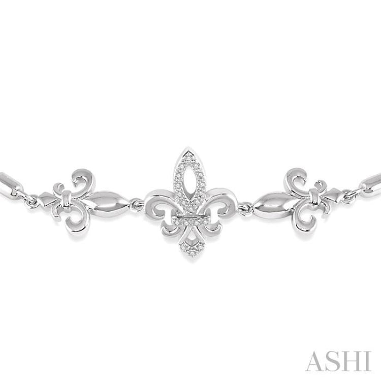 1/20 Ctw Fleur De Lis Round Cut Diamond Lariat Bracelet in Sterling Silver 1/20 Ctw Fleur De Lis Round Cut Diamond Lariat Bracelet in Sterling Silver