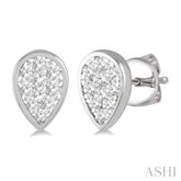1/2 Ctw Pear Shape Lovebright Round Cut Diamond Bezel Stud Earrings in 14K White Gold