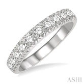 3/4 Ctw 11 Stone Round Cut Diamond Wedding Band in 14K White Gold