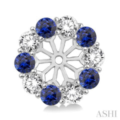 2.65 MM Round Cut Sapphire and 3/4 ctw Round Cut Diamond Precious Earrings Jacket in 14K White Gold 2.65 MM Round Cut Sapphire and 3/4 ctw Round Cut Diamond Precious Earrings Jacket in 14K White Gold