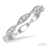 1/10 Ctw Marquise Lattice Round Cut Diamond Stackable Band in 14K White Gold
