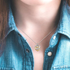 1/10 Ctw Twins Heart Round Cut Diamond Pendant in 14K White and Yellow Gold with Chain 1/10 Ctw Twins Heart Round Cut Diamond Pendant in 14K White and Yellow Gold with Chain