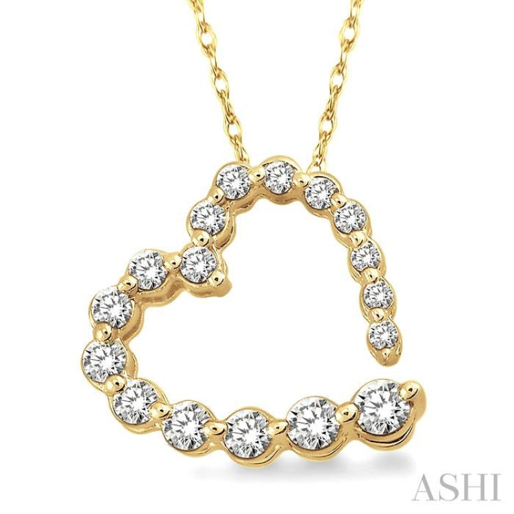 1/4 Ctw Diamond Journey Heart Pendant in 14K Yellow Gold with chain 1/4 Ctw Diamond Journey Heart Pendant in 14K Yellow Gold with chain