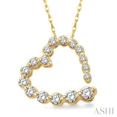 1/4 Ctw Diamond Journey Heart Pendant in 14K Yellow Gold with chain 1/4 Ctw Diamond Journey Heart Pendant in 14K Yellow Gold with chain