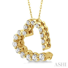 1/4 Ctw Diamond Journey Heart Pendant in 14K Yellow Gold with chain 1/4 Ctw Diamond Journey Heart Pendant in 14K Yellow Gold with chain
