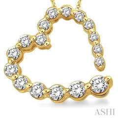 1/4 Ctw Diamond Journey Heart Pendant in 14K Yellow Gold with chain 1/4 Ctw Diamond Journey Heart Pendant in 14K Yellow Gold with chain