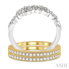1/2 Ctw Round Cut Diamond Triple Band Set in 14K White and Yellow Gold 1/2 Ctw Round Cut Diamond Triple Band Set in 14K White and Yellow Gold