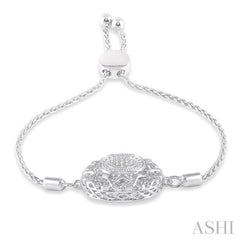 1/20 Ctw Circular Lattice Medallion Round Cut Diamond Sterling Silver Lariat Bracelet 1/20 Ctw Circular Lattice Medallion Round Cut Diamond Sterling Silver Lariat Bracelet