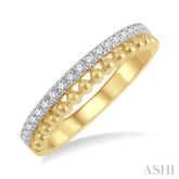 1/5 Ctw Ball Bead and Round Cut Bead Bijoux Diamond Wedding Band in 14K Yellow Gold