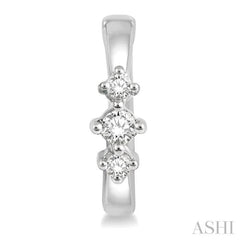 1/6 Ctw Three Stone Round Cut Diamond Huggie Petite Earrings in 10K White Gold 1/6 Ctw Three Stone Round Cut Diamond Huggie Petite Earrings in 10K White Gold