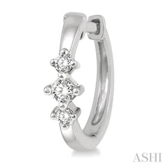 1/6 Ctw Three Stone Round Cut Diamond Huggie Petite Earrings in 10K White Gold 1/6 Ctw Three Stone Round Cut Diamond Huggie Petite Earrings in 10K White Gold