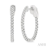 1/2 ctw Inside-Out Round Cut Diamond Hoop Earrings in 14K White Gold