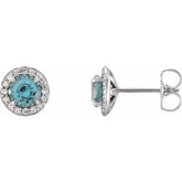 14K White 5 mm Natural Aquamarine & 1/8 CTW Natural Diamond Earrings
