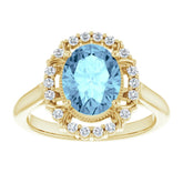 14K Yellow Natural Aquamarine & 1/5 CTW Natural Diamond Ring