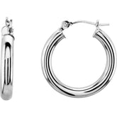 14K White 20 mm Tube Hoop Earrings