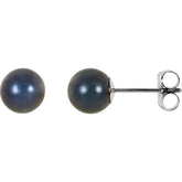 14K White 6 mm Cultured Black Akoya Pearl Earrings