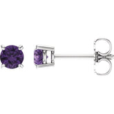 14K White Gold 4 mm Natural Amethyst Earrings
