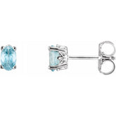 14K White Natural Blue Zircon Earrings