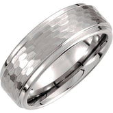 Tungsten 8 mm Stepped-Edge Comfort-Fit Flat Band Size 8.5